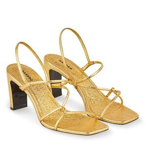 Faye Metallic Square Toe Strappy Slingback Sandals